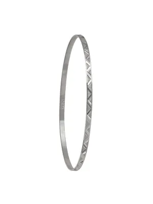 10K White Gold 2MM Diamond Cut Flat Bangle