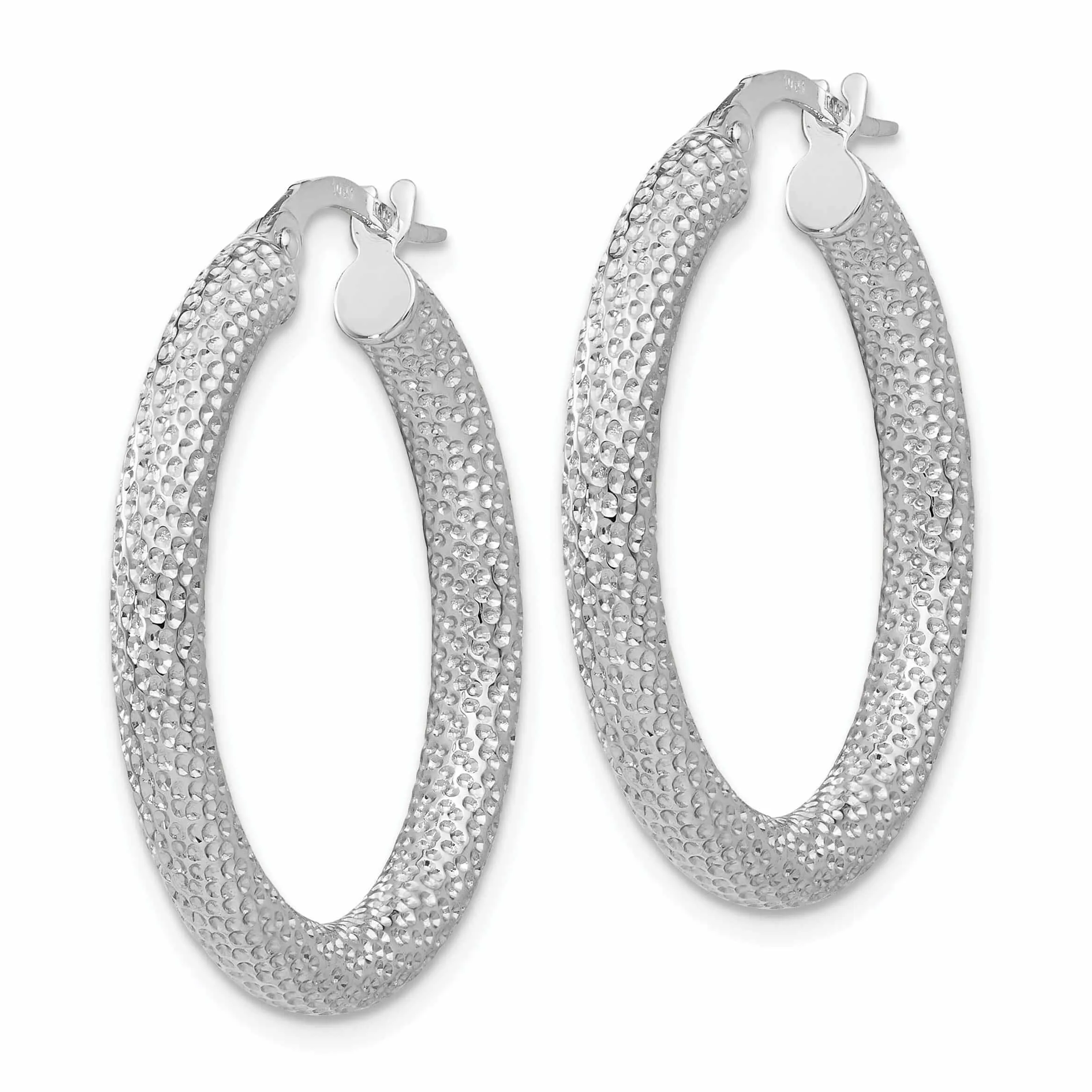 10k White Gold Hinged Hoop Earrings