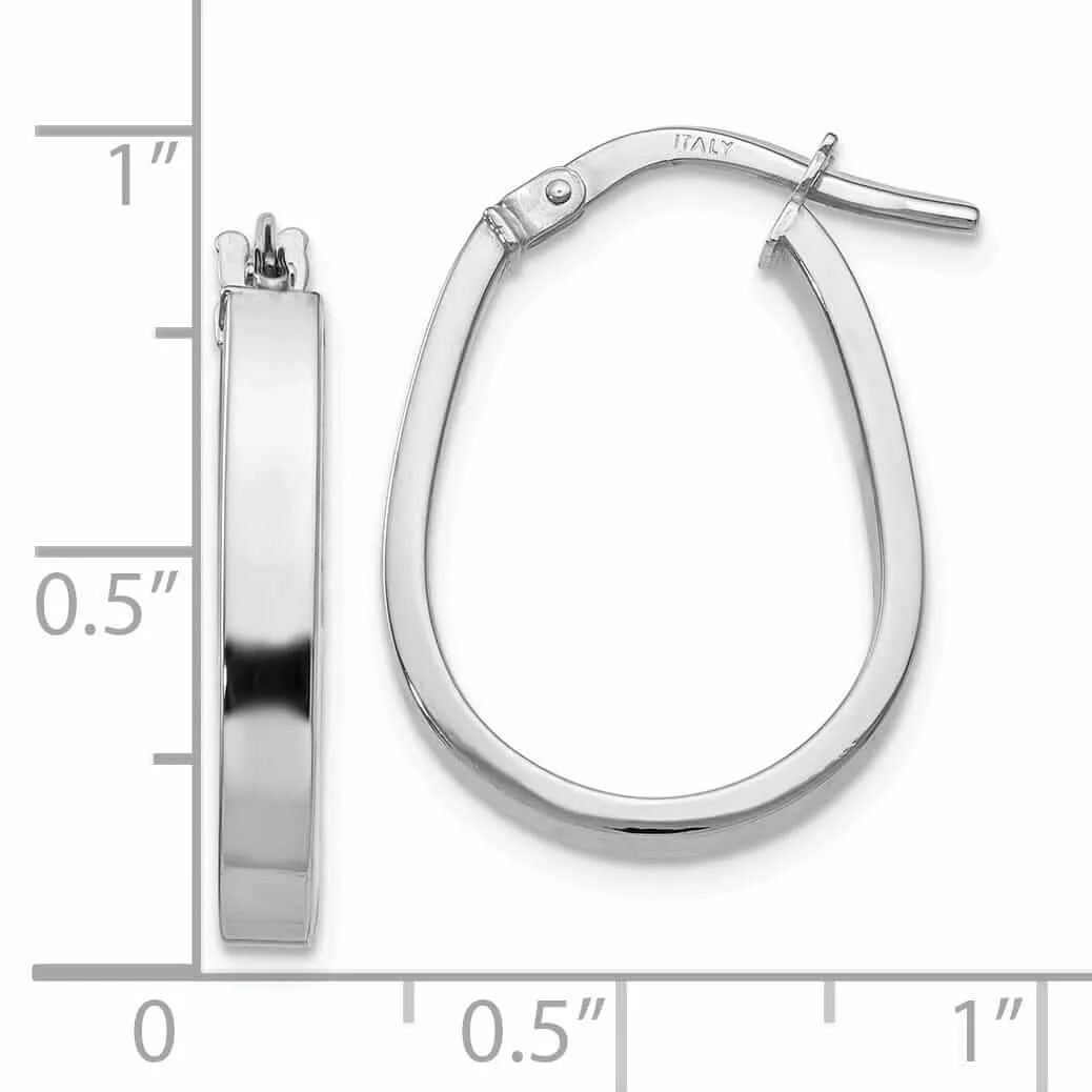 10K White Gold Polished Finish U-Shape Hoop Earrings