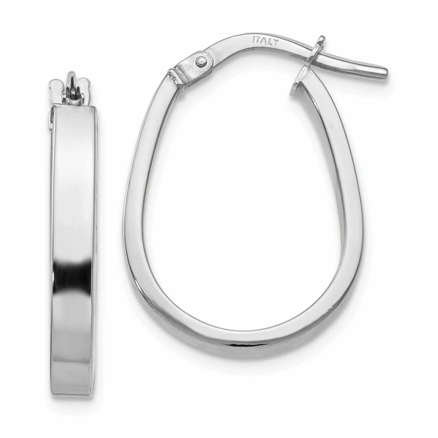 10K White Gold Polished Finish U-Shape Hoop Earrings