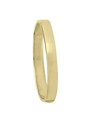 10K Yellow Gold 8MM Flat Hollow Hinge Bangle