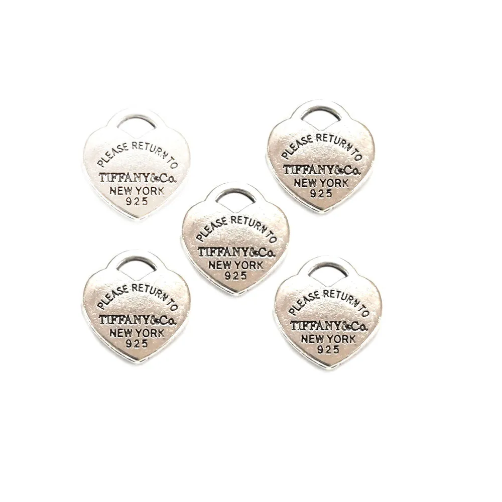 10pcs Tiffany Charms Silver plated Heart shape, Tiffany charms, silver plated heart charms, jewelry making, DIY charms, heart charms, luxury charms