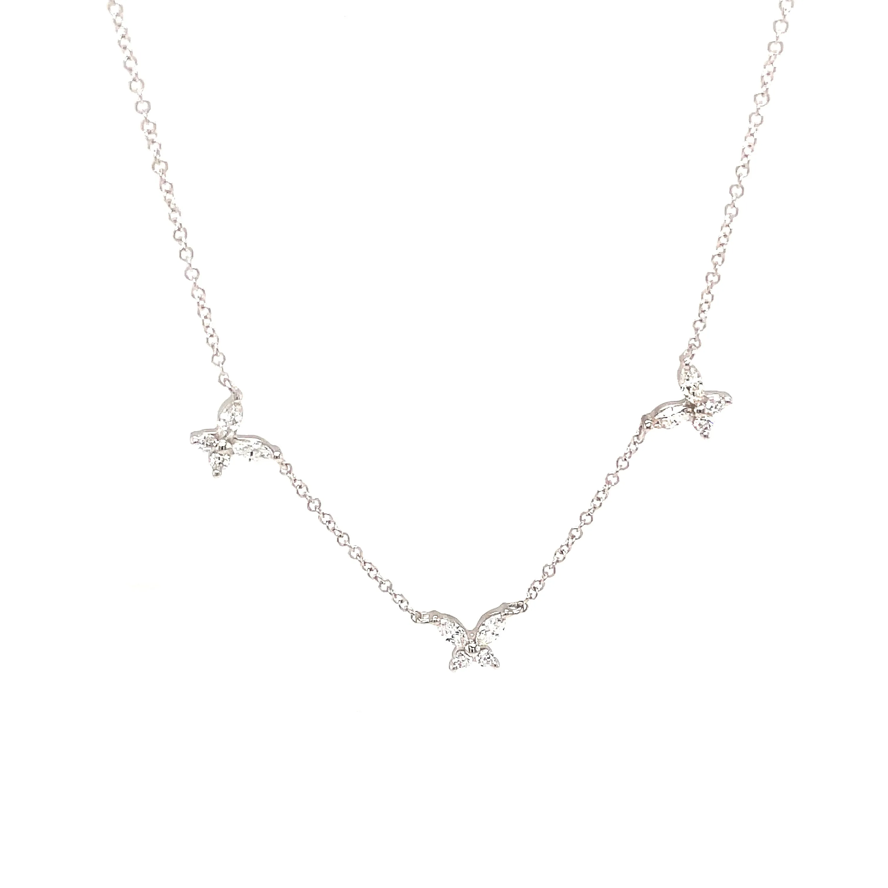 14k White Gold Butterfly Necklace