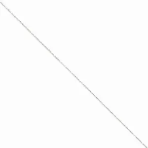 14K White Gold Diamond-Cut Ball   Bar Pendant Chain Anklet