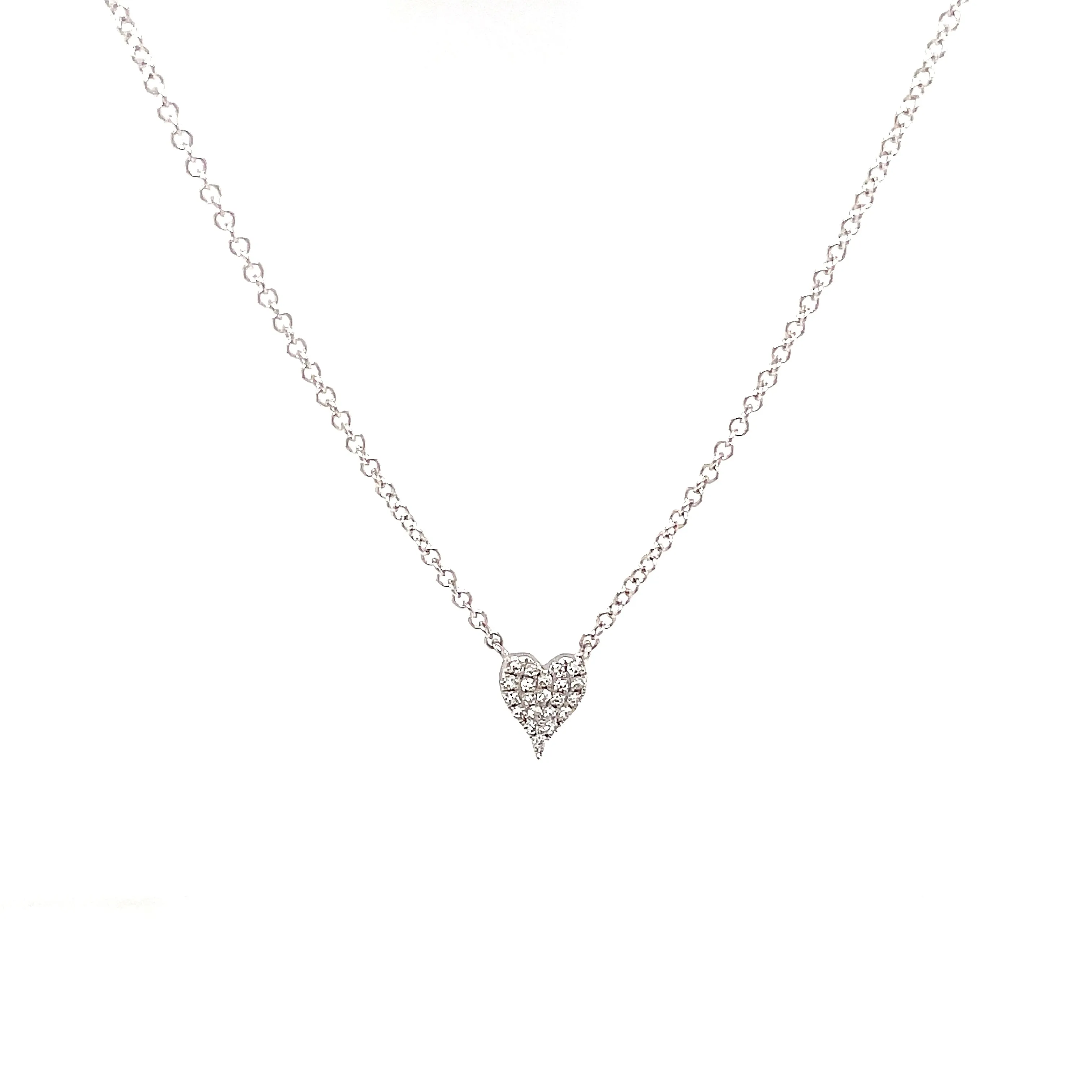 14k White Gold Diamond Mini Heart Pendant