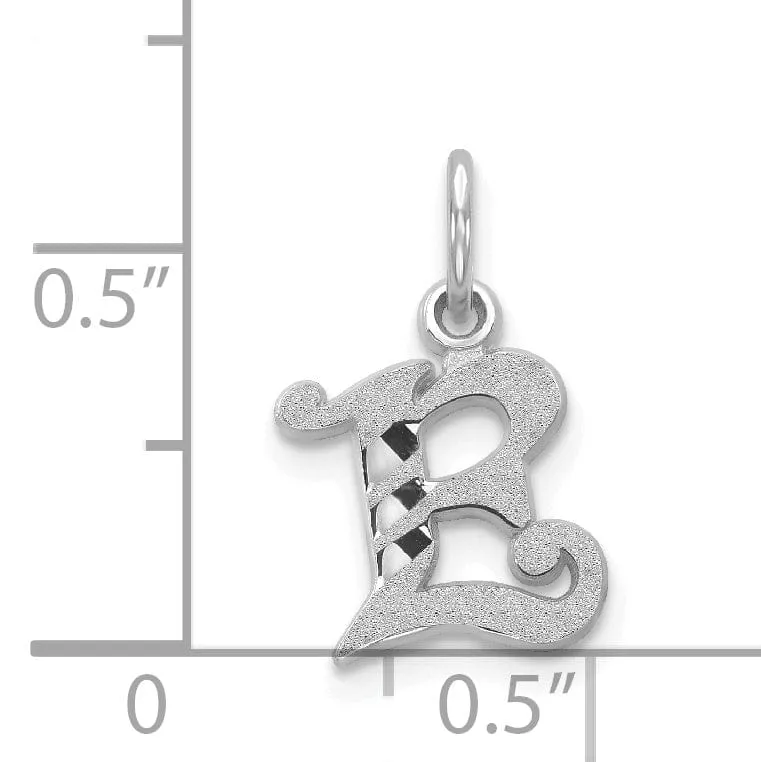 14k White Gold  Small Script Design Letter E Initial Charm Pendant