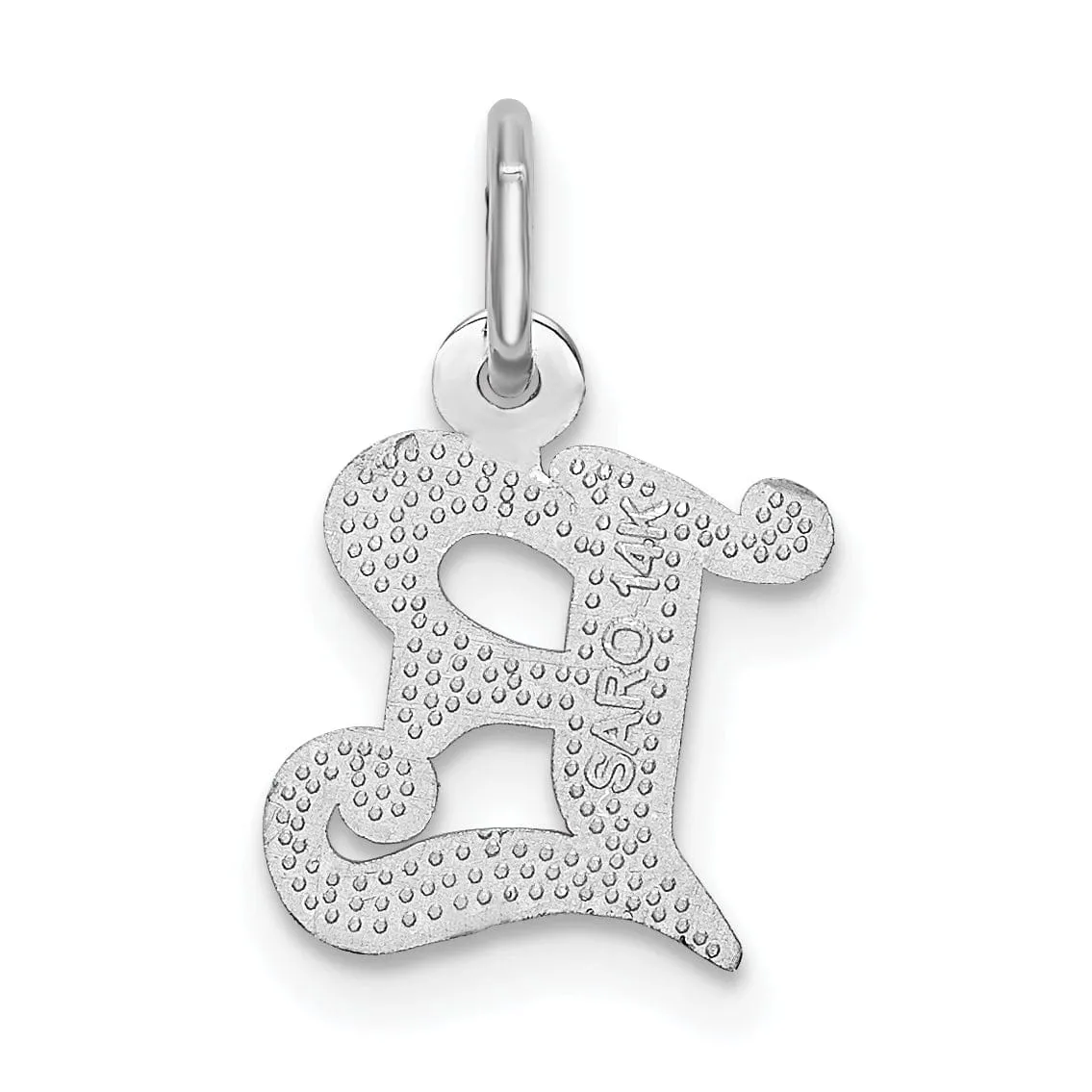 14k White Gold  Small Script Design Letter E Initial Charm Pendant