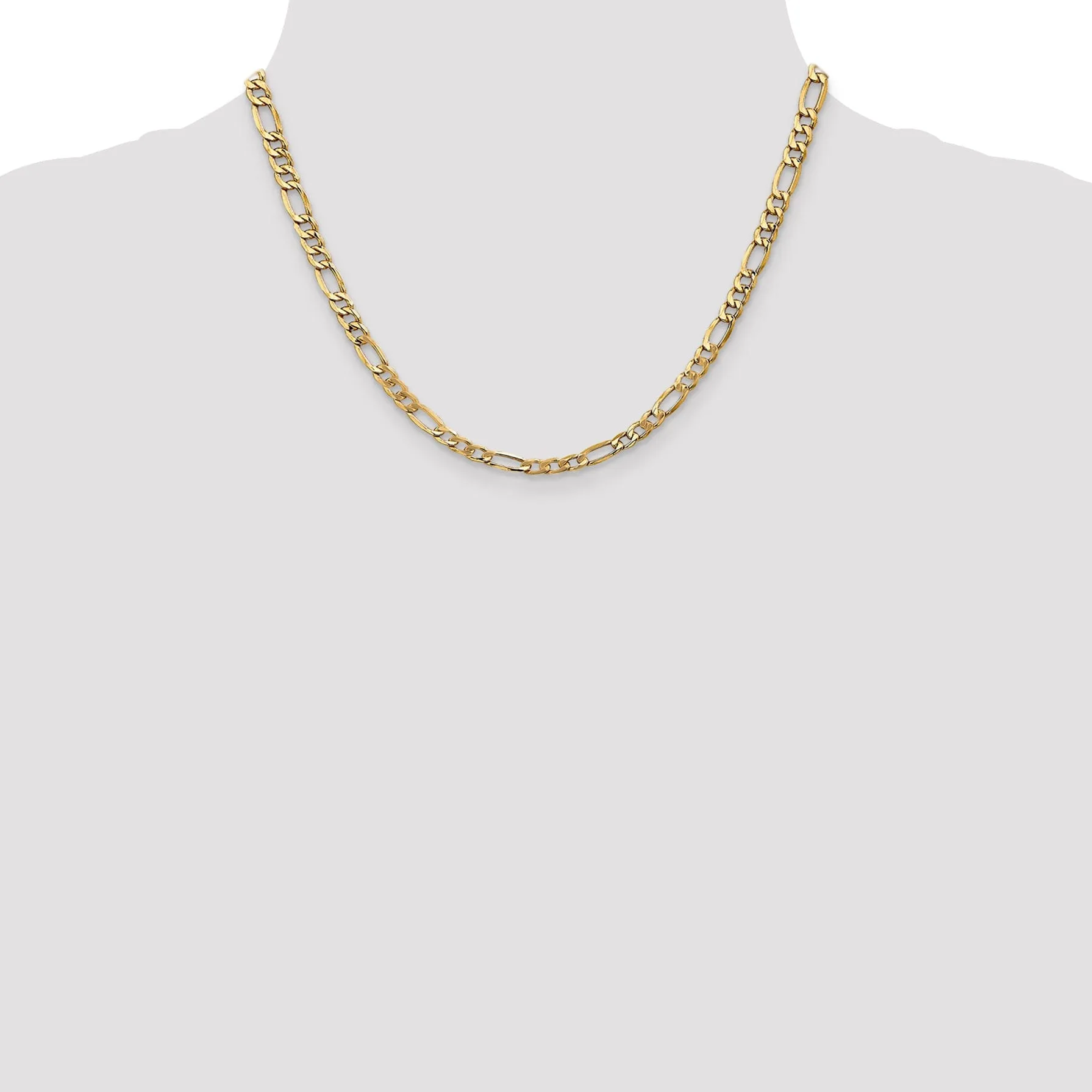 14k Yellow Gold 5.35-mm Semi Solid Figaro Chain