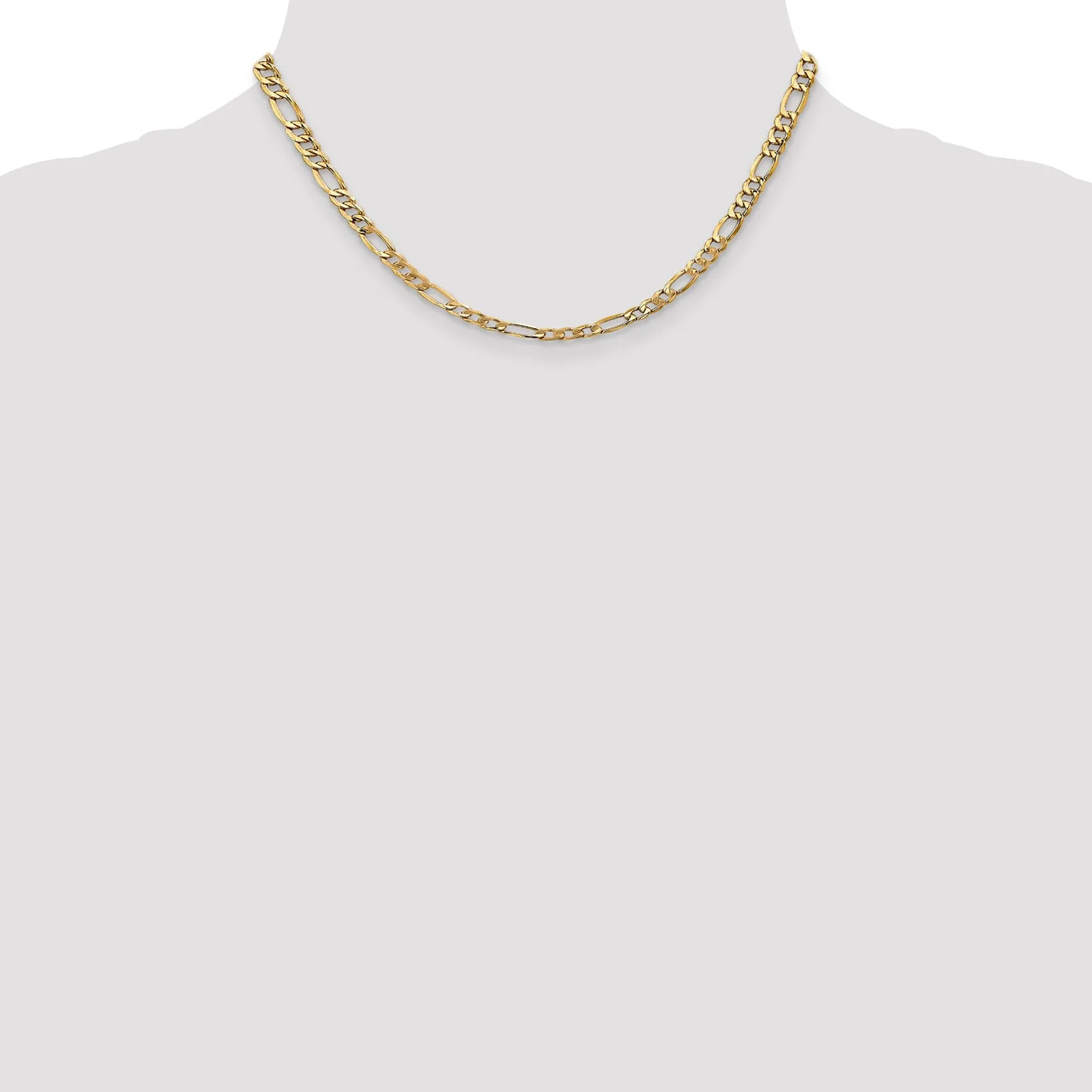 14k Yellow Gold 5.35-mm Semi Solid Figaro Chain