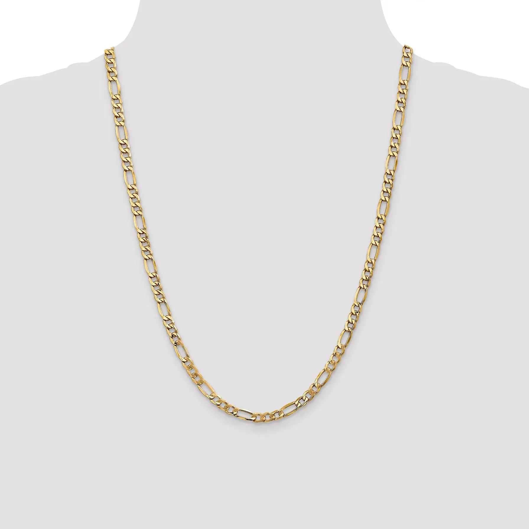 14k Yellow Gold 5.35-mm Semi Solid Figaro Chain