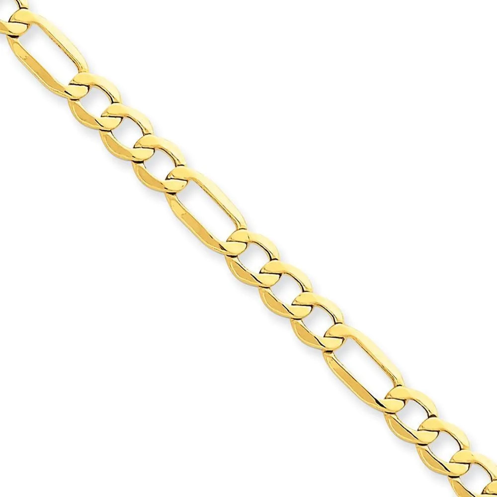 14k Yellow Gold 5.35-mm Semi Solid Figaro Chain