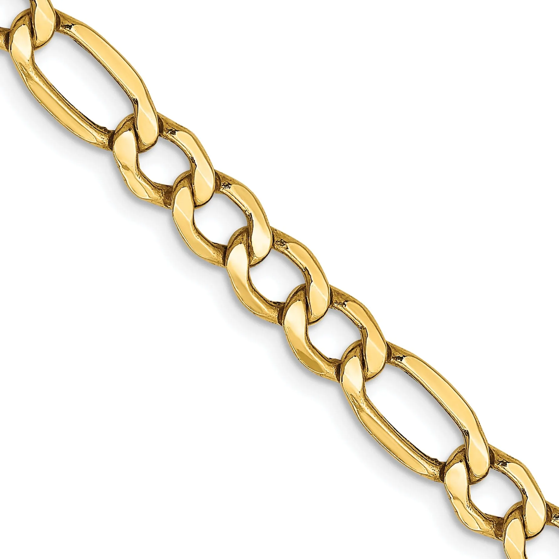 14k Yellow Gold 5.35-mm Semi Solid Figaro Chain