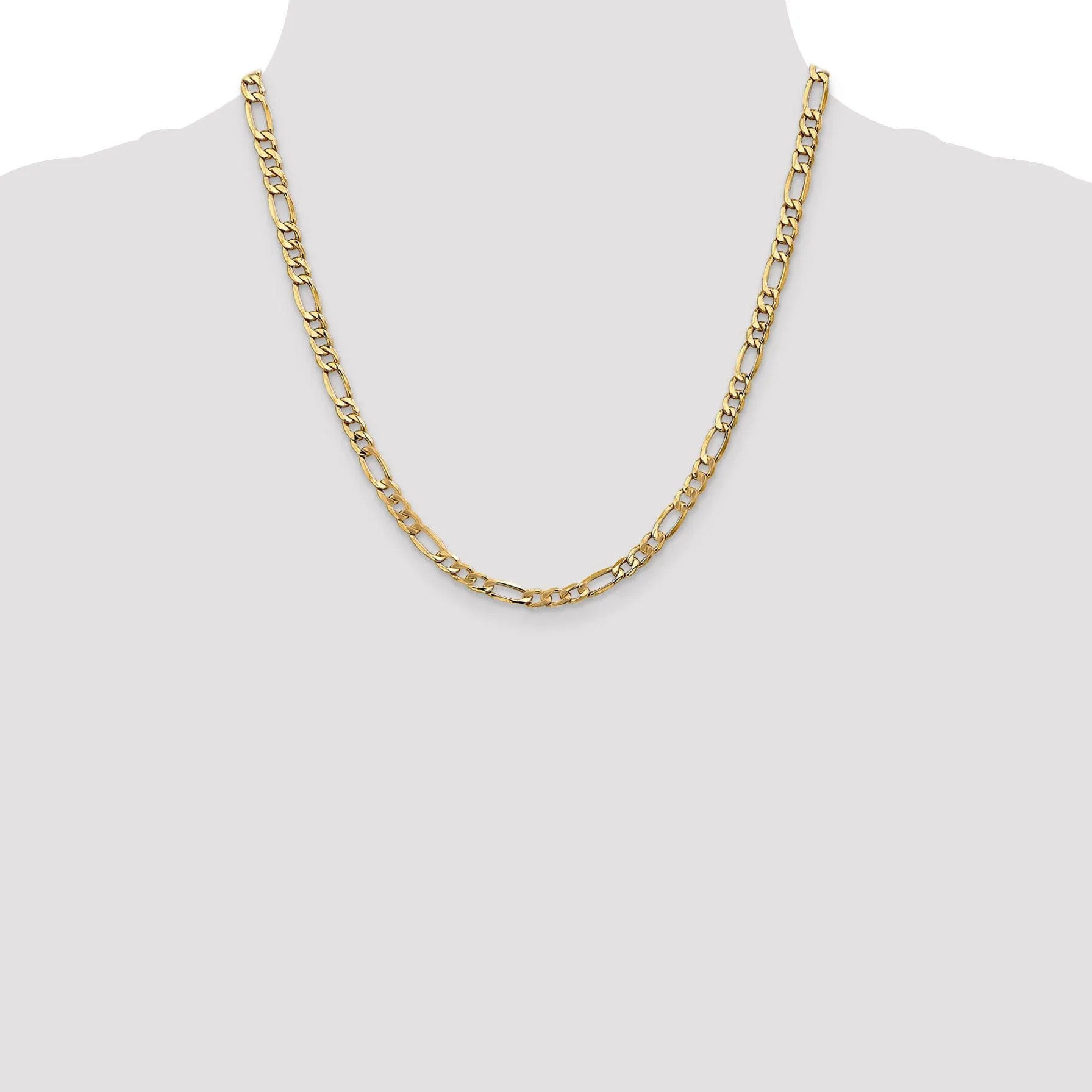 14k Yellow Gold 5.35-mm Semi Solid Figaro Chain