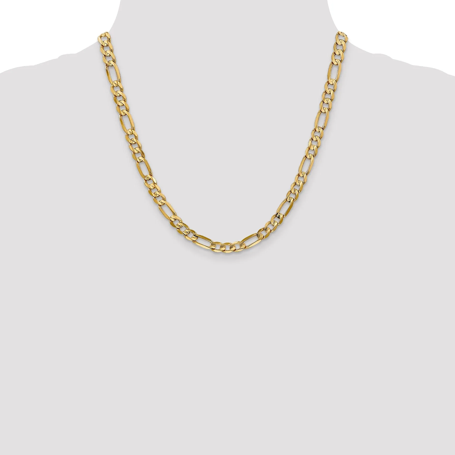 14k Yellow Gold 6.00m Concave Open Figaro Chain