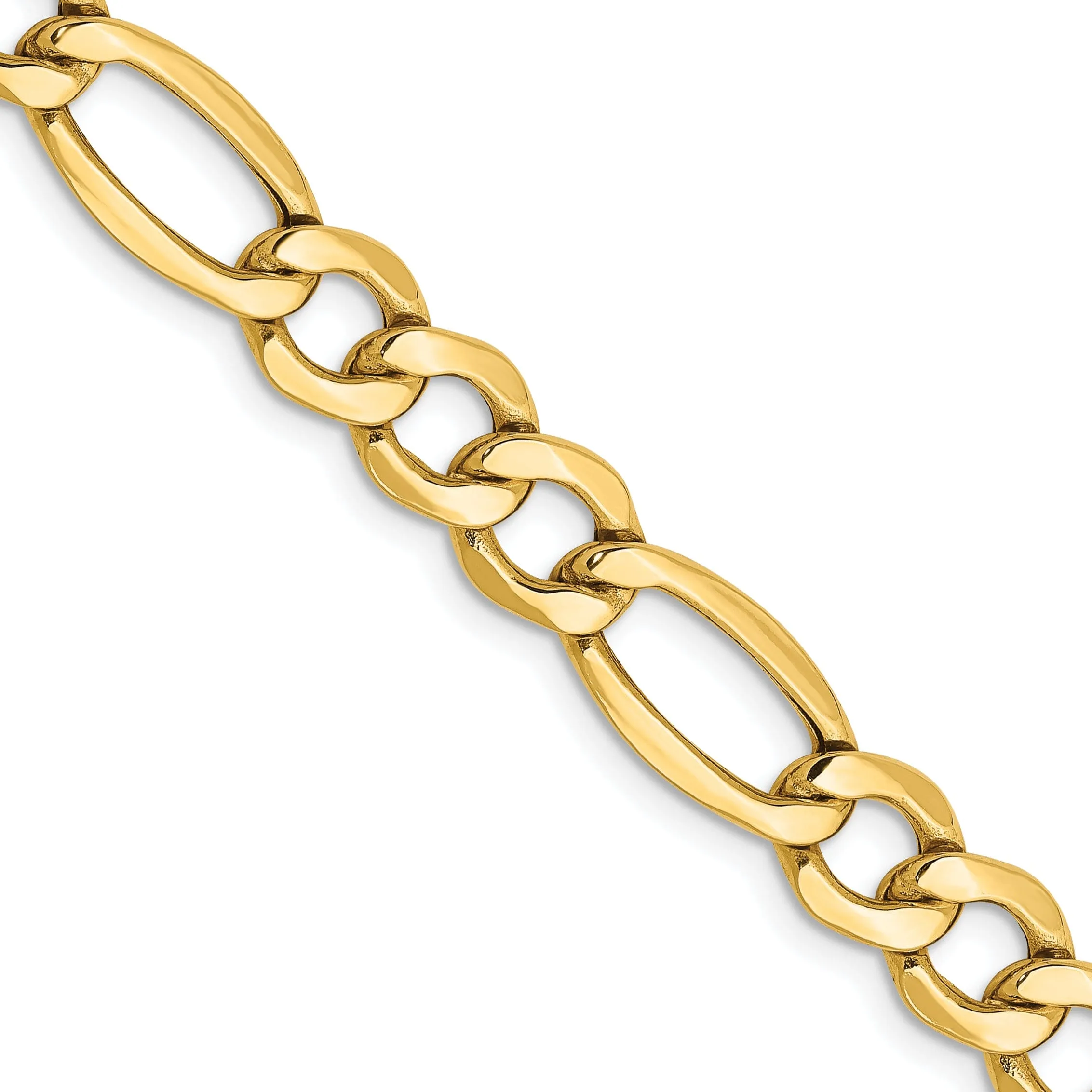 14k Yellow Gold 7.30-mm Semi Solid Figaro Chain