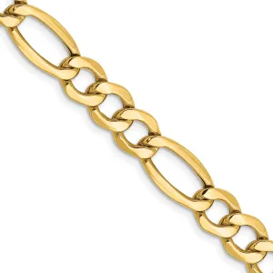 14k Yellow Gold 7.30-mm Semi Solid Figaro Chain