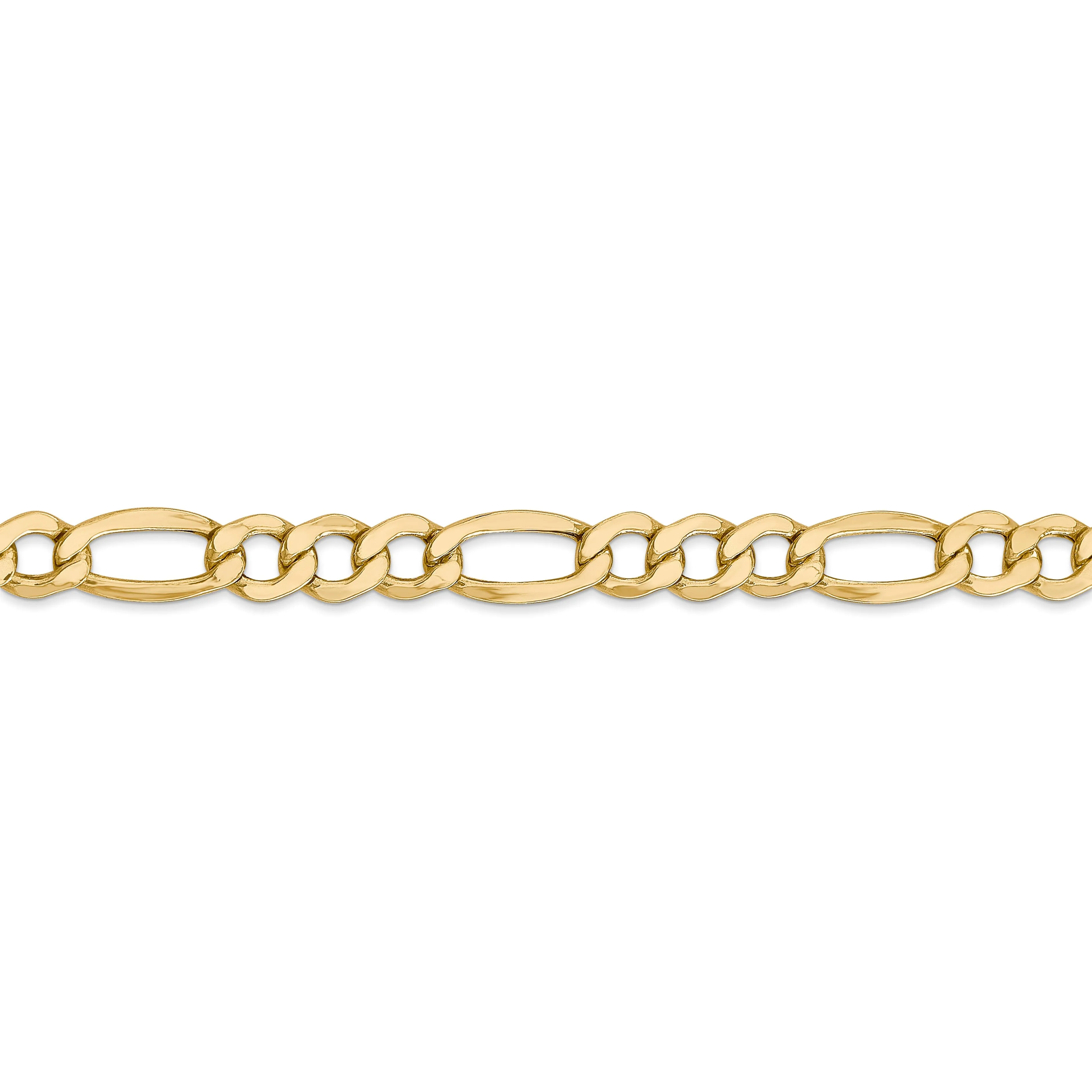 14k Yellow Gold 7.30-mm Semi Solid Figaro Chain