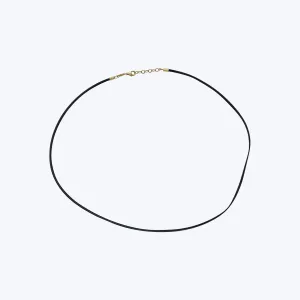 14K Yellow Gold Black Leather Cord Necklace