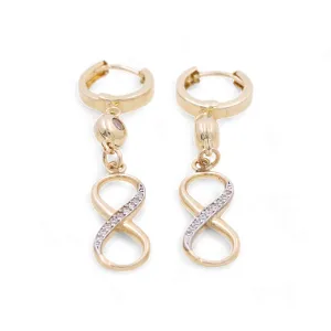 14K Yellow Gold Infiniti Drop Women's Earrings with Cz