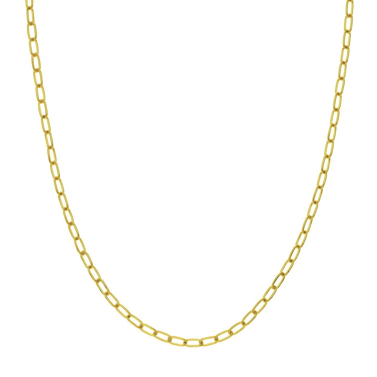 14K Yellow Gold or White Gold or Rose Gold 3.45mm Paperclip Chain Necklace with Lobster Lock