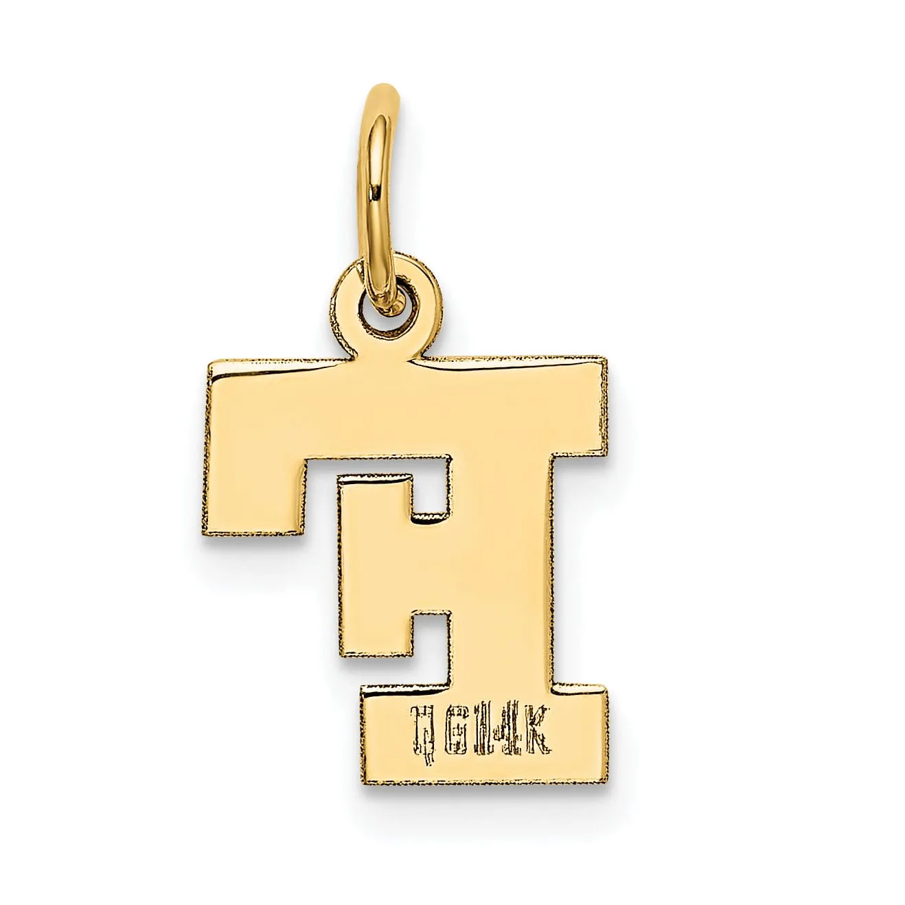 14k Yellow Gold Small Block Design Letter F Initial Pendant