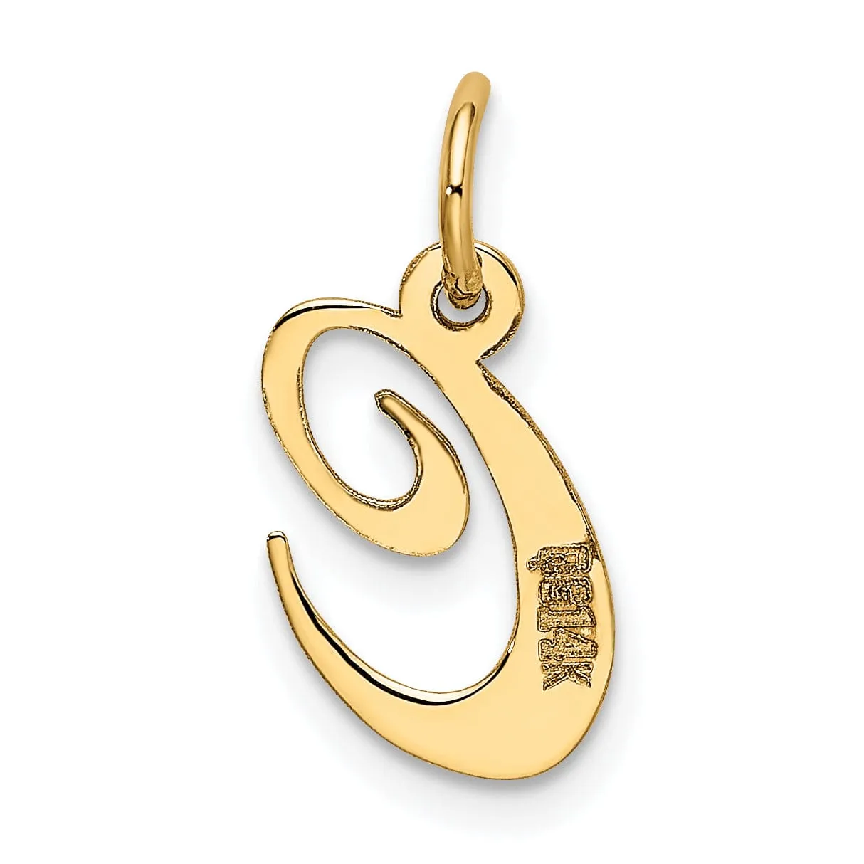 14K Yellow Gold Small Size Fancy Script Letter C Initial Pendant