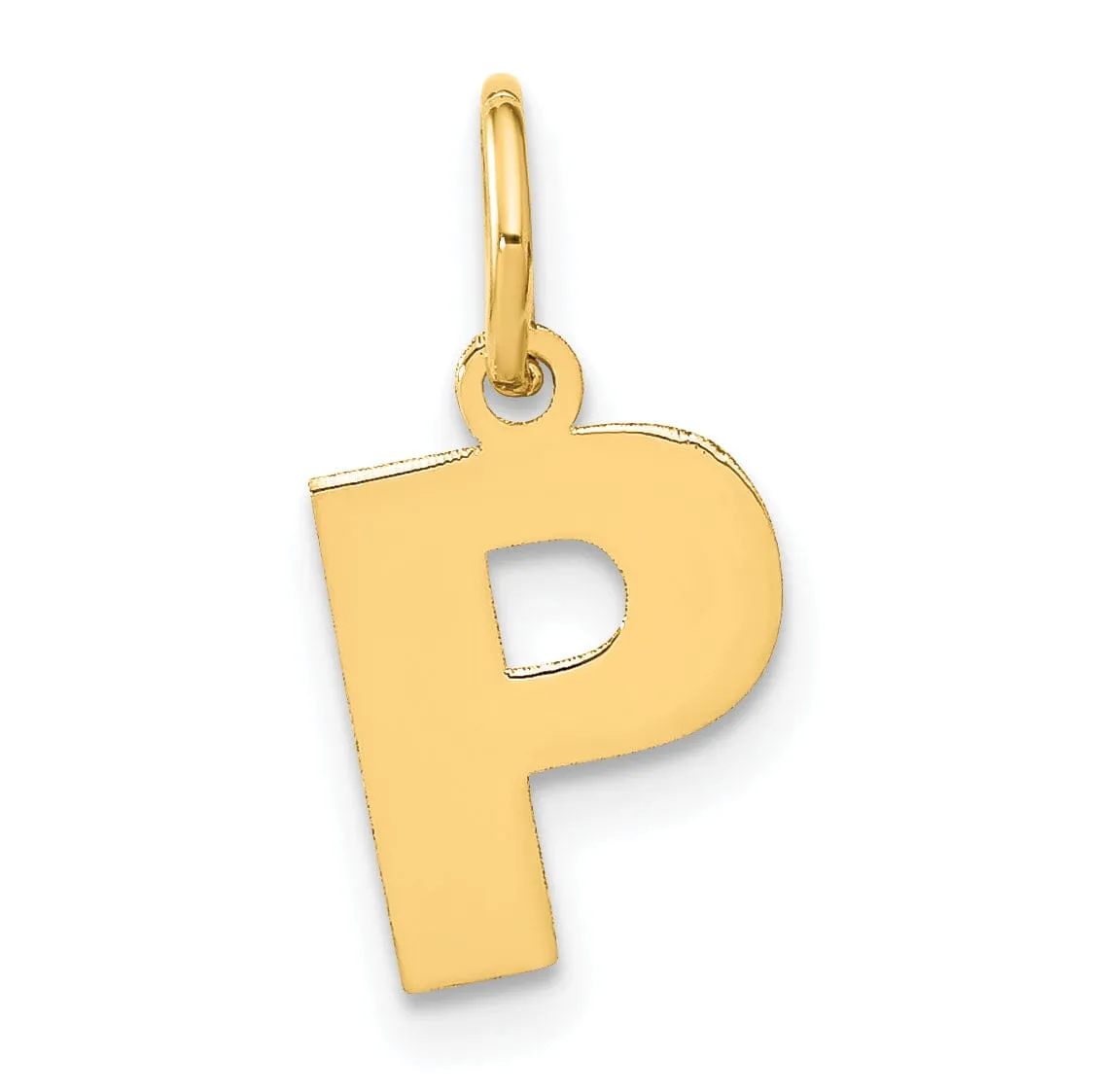 14k Yellow Gold  Small Size Letter P Initial Block Pendant