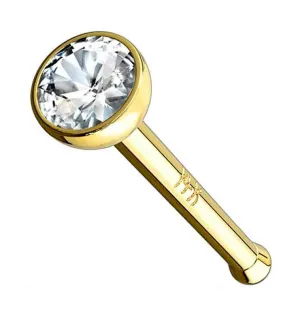 14kt Gold CZ Nose Stud Ring