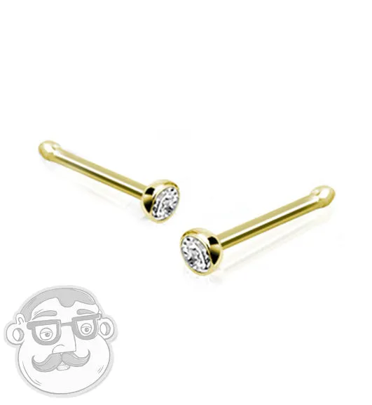 14kt Gold CZ Nose Stud Ring