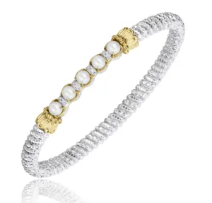 14KY Gold and Sterling Silver Closed Pearl Silver Bracelet