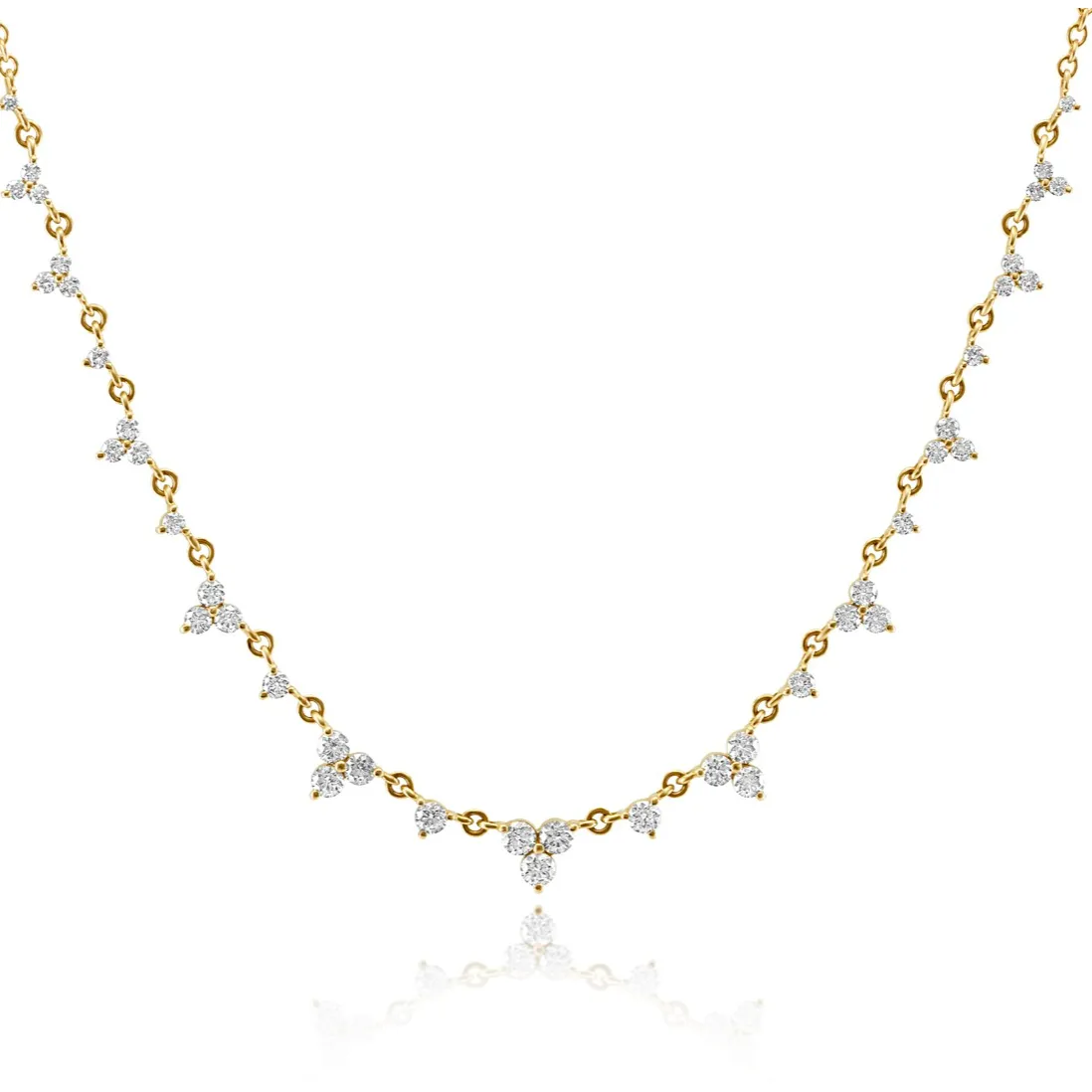 14KY Large Diamond Trio Cluster Necklace