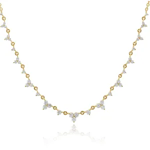 14KY Large Diamond Trio Cluster Necklace