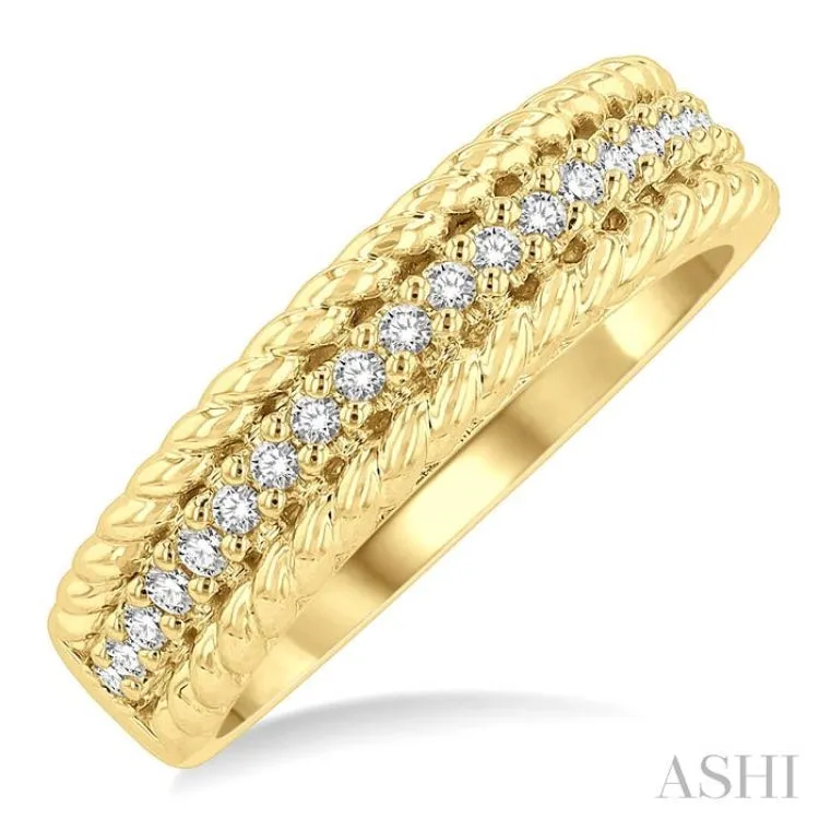 1/5 ctw Rope Border Round Cut Diamond Fashion Band in 14K Yellow Gold