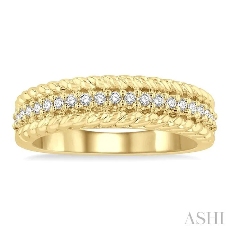 1/5 ctw Rope Border Round Cut Diamond Fashion Band in 14K Yellow Gold