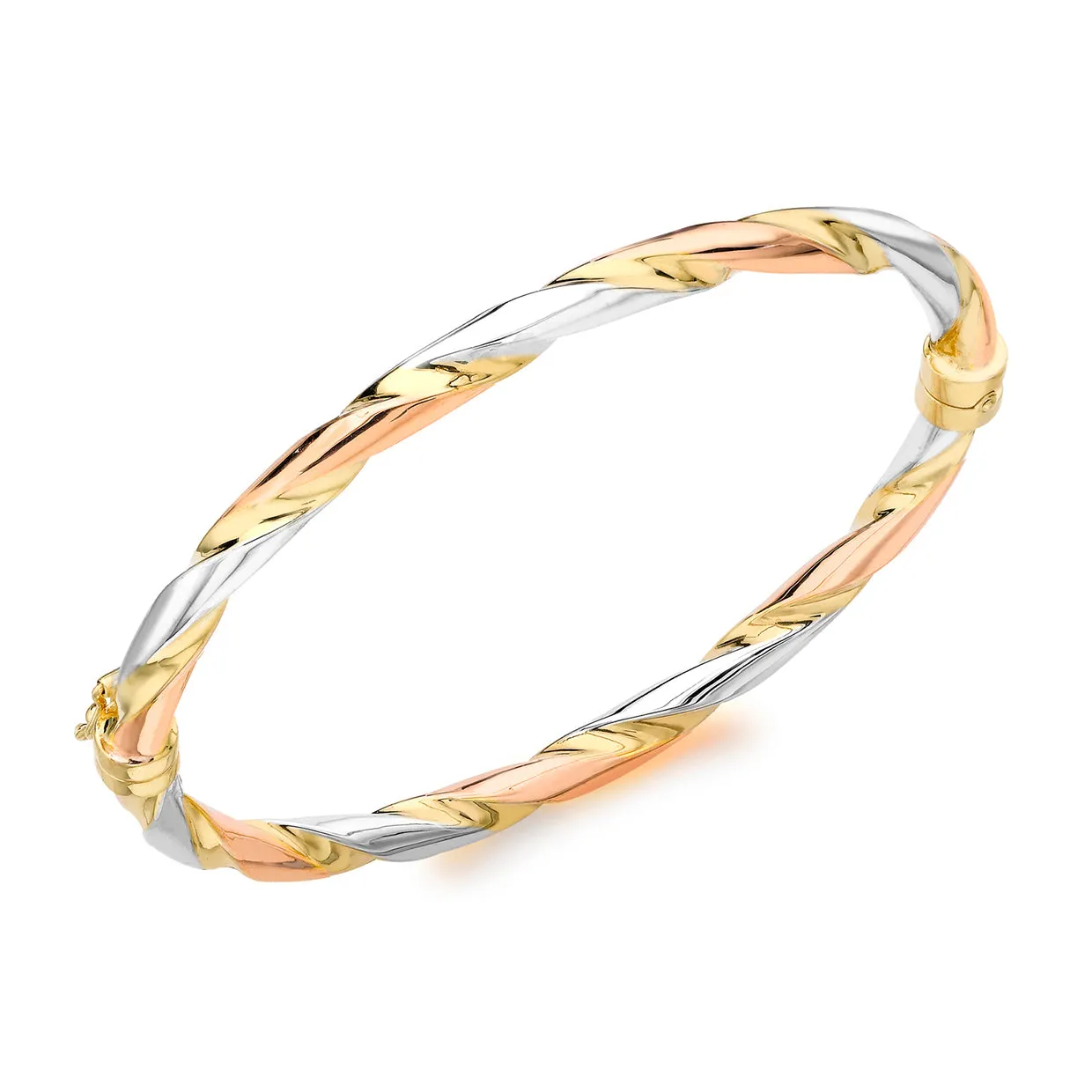 18K 3 Colour Gold Twist Bangle