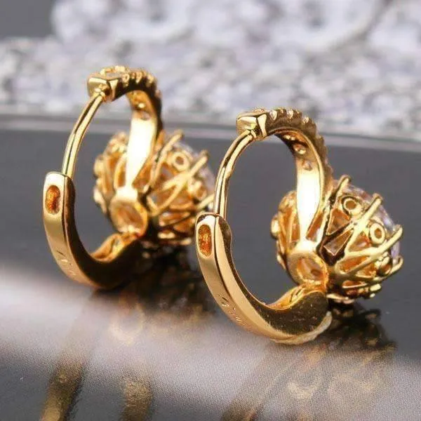 18K Gold Plated Diamond 5.5CTW CZ Solitaire Hoop Earrings for Woman Special Occasion