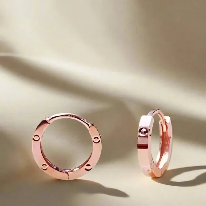 18k Rose Gold Simple Clip Clasp Earrings