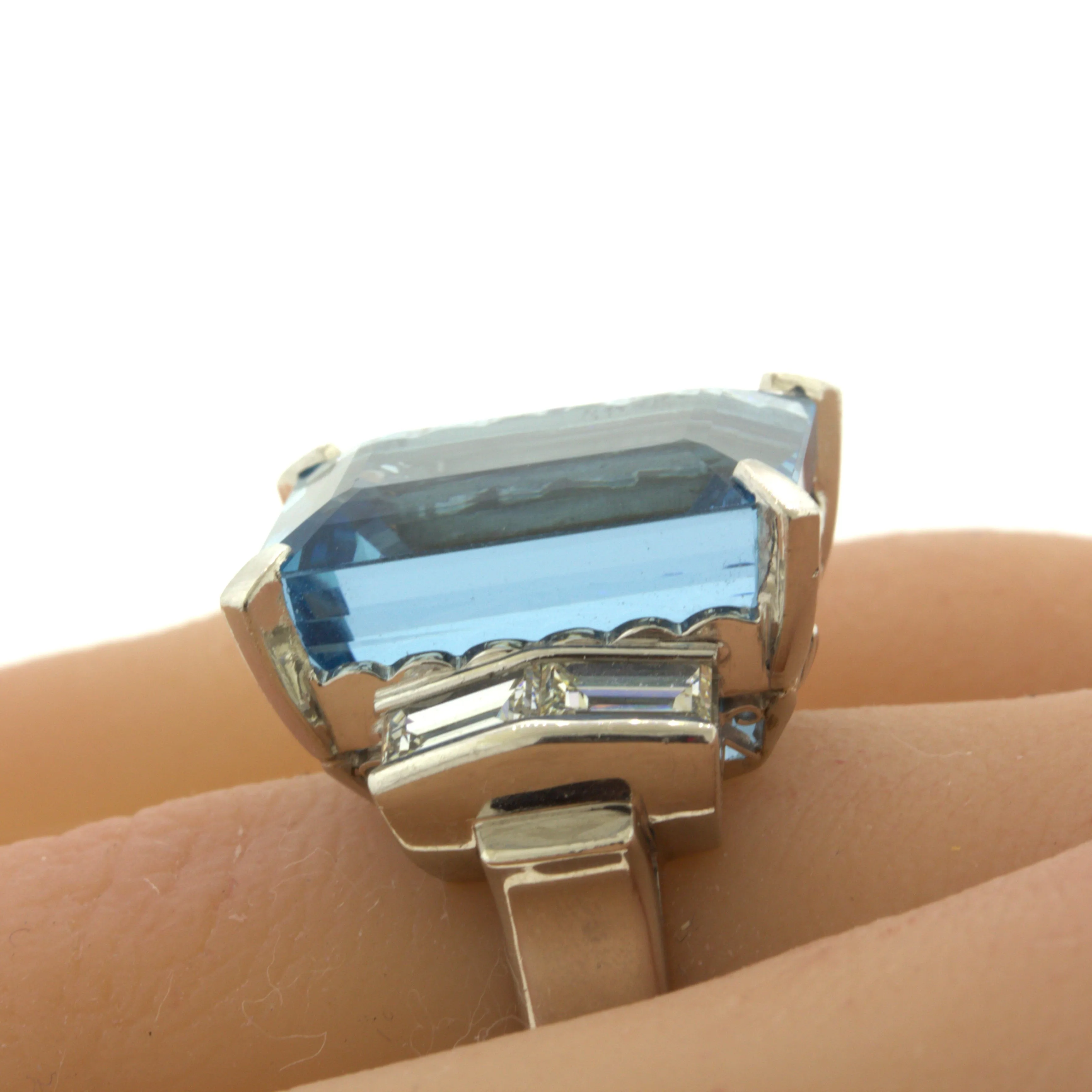 19.11 Carat Aquamarine Diamond Platinum Cocktail Ring