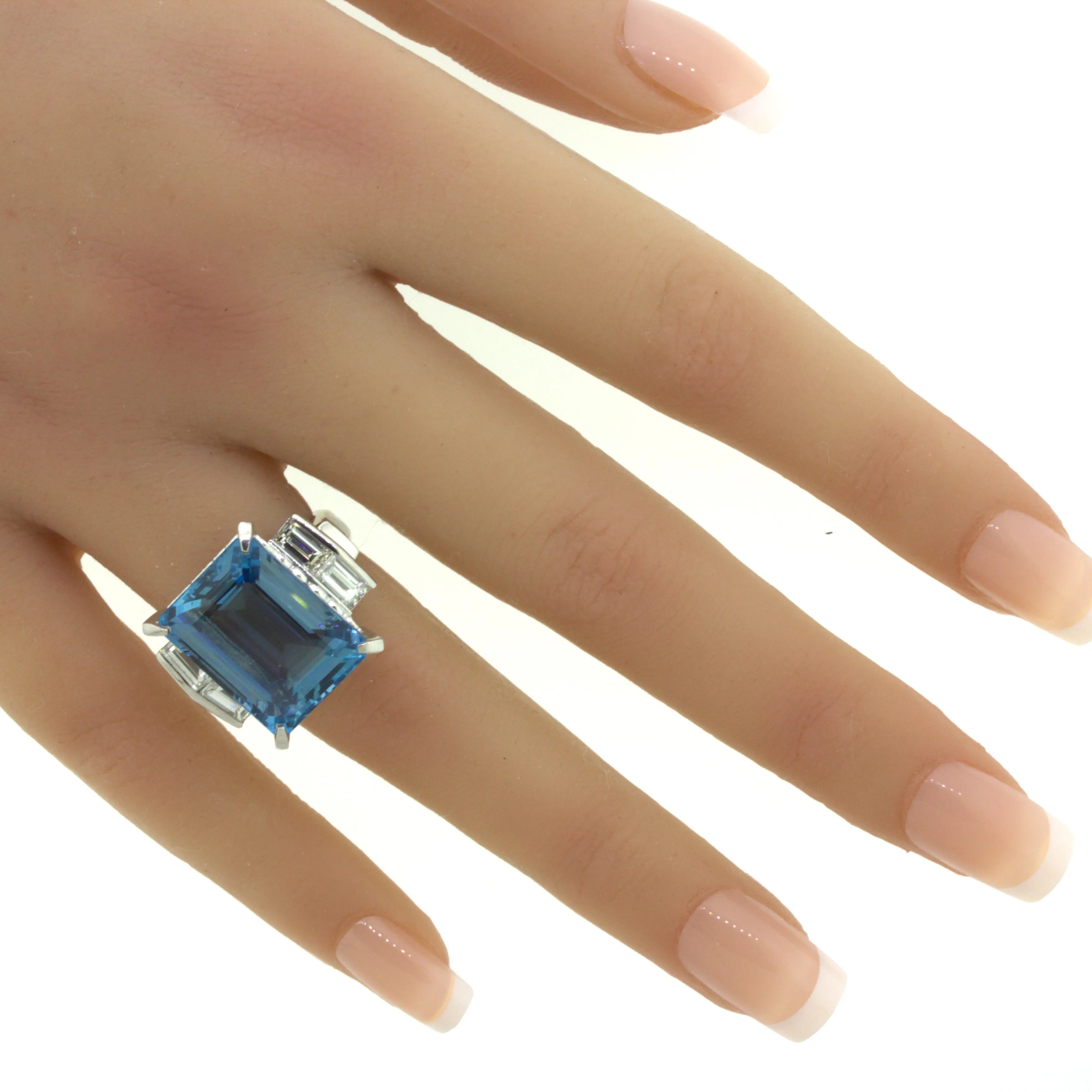 19.11 Carat Aquamarine Diamond Platinum Cocktail Ring