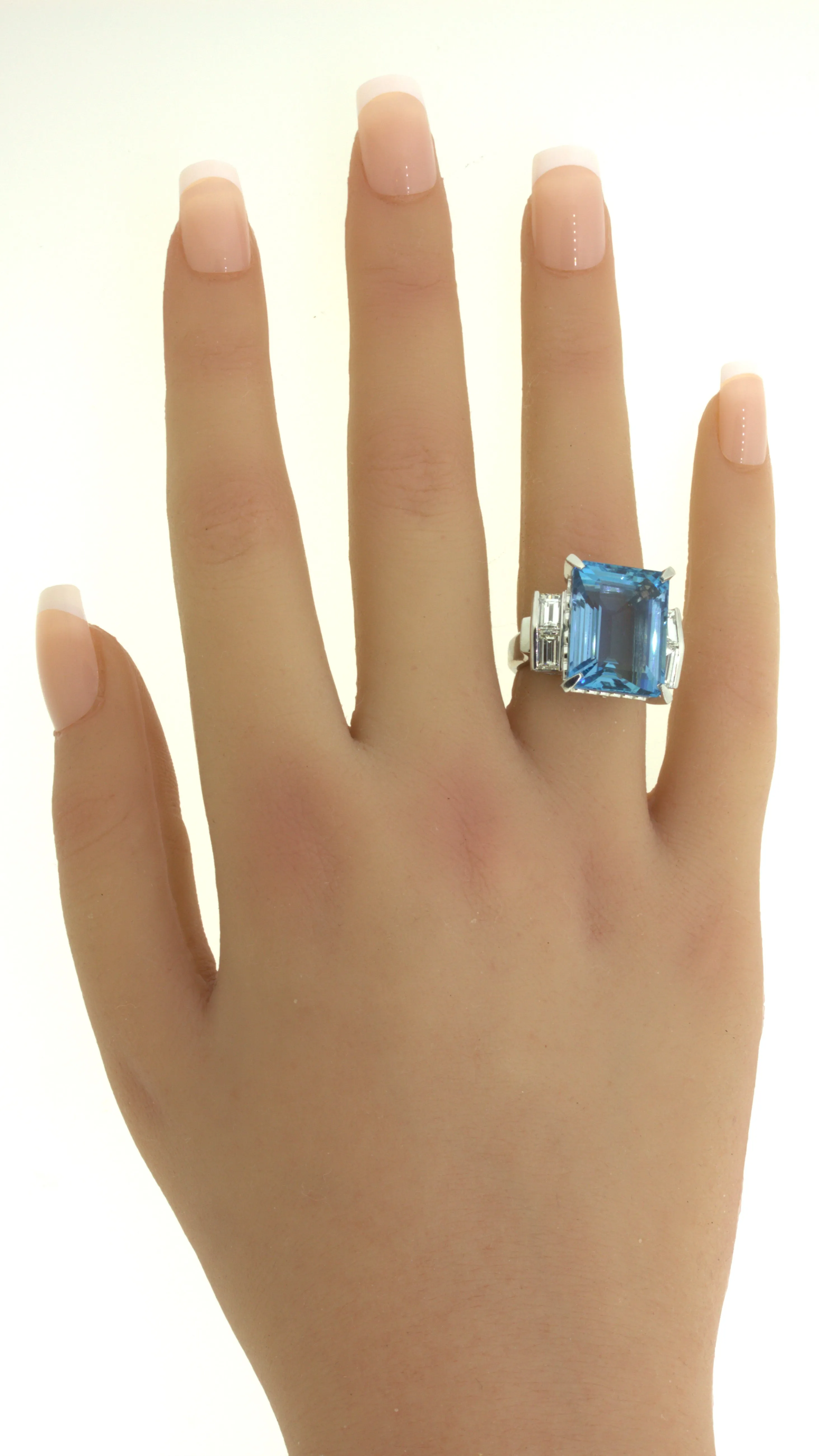 19.11 Carat Aquamarine Diamond Platinum Cocktail Ring