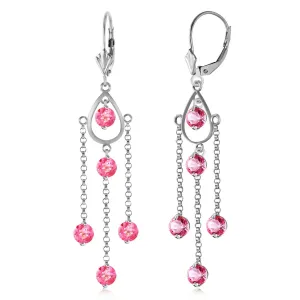 3 Carat 14K Solid White Gold Proof Of Love Pink Topaz Earrings