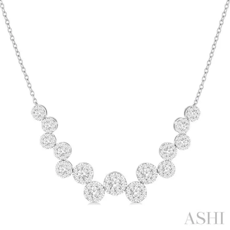 3 ctw Lovebright Circular Zig-Zag Round Cut Diamond Fashion Necklace in 14K White Gold