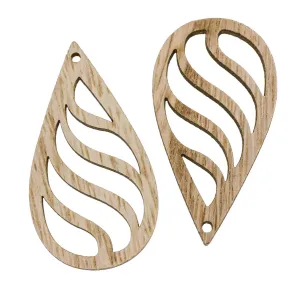 5 Teardrop Natural Wood Charms - WP338