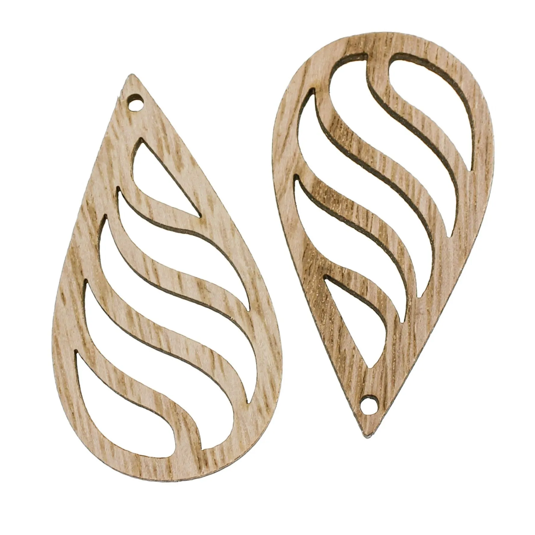 5 Teardrop Natural Wood Charms - WP338