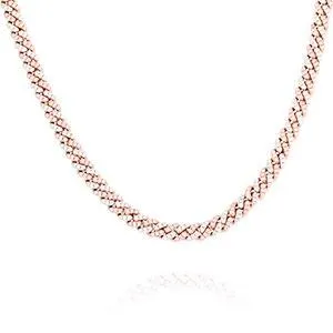 8mm Iced Out Bling CZ Miami Cuban Link Chain Charm Choker Necklace Pink Blue Trendy Fashion Necklace