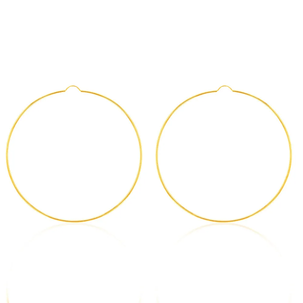 9ct Yellow Gold 70mm Plain Hoop Earrings