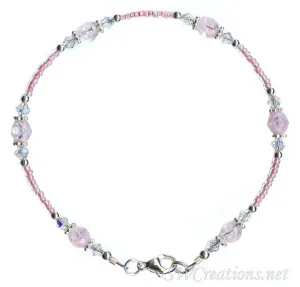 Alluring Pink Crystal Beaded Anklet