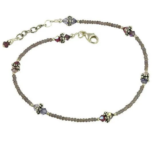 Alluring Purple Crystal Beaded Anklet