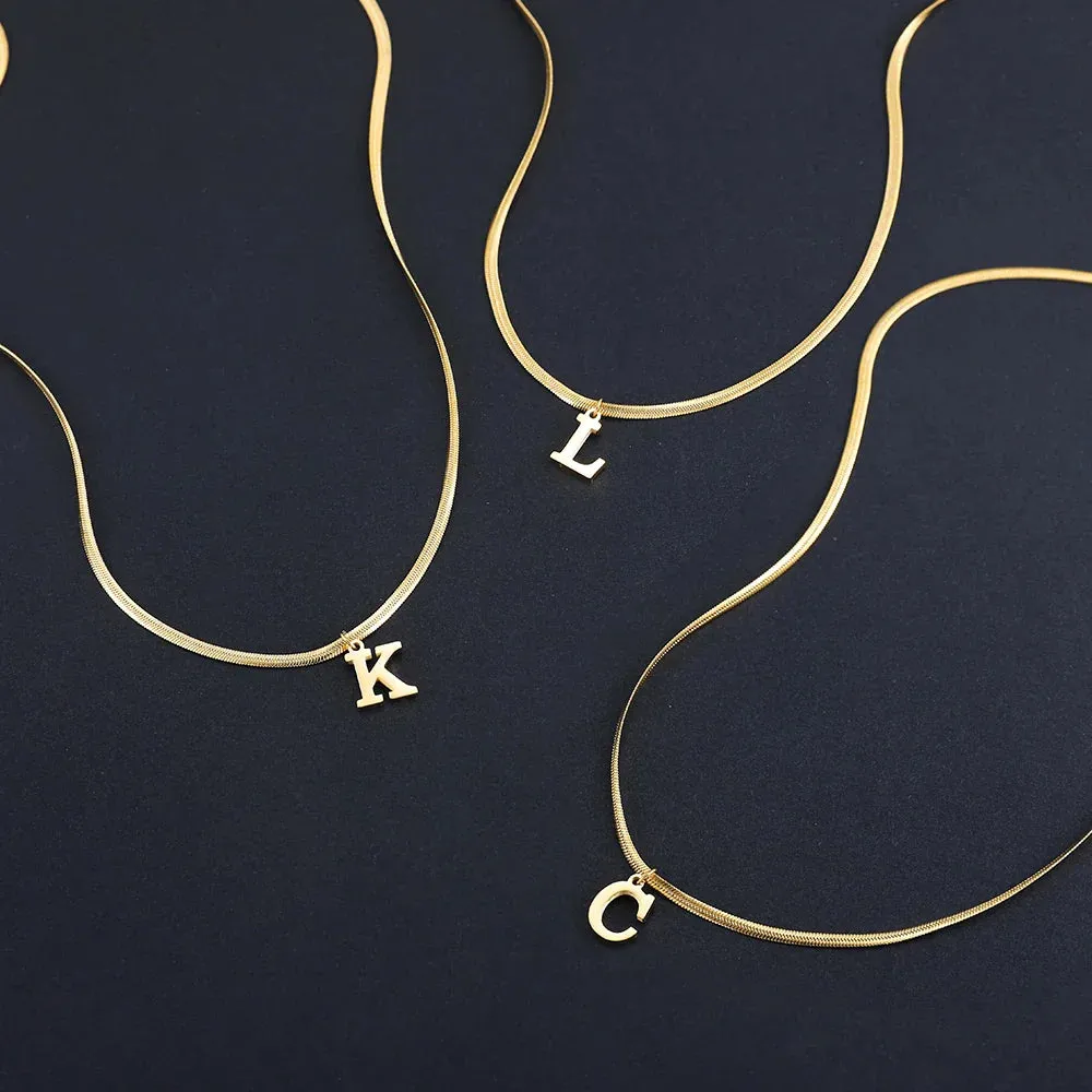 Alphabet Gold Plated Initial Letter Clavicle Collar Necklace