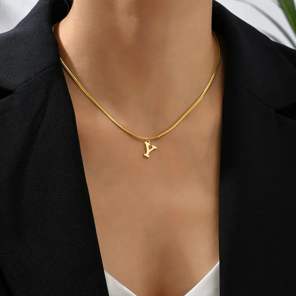 Alphabet Gold Plated Initial Letter Clavicle Collar Necklace